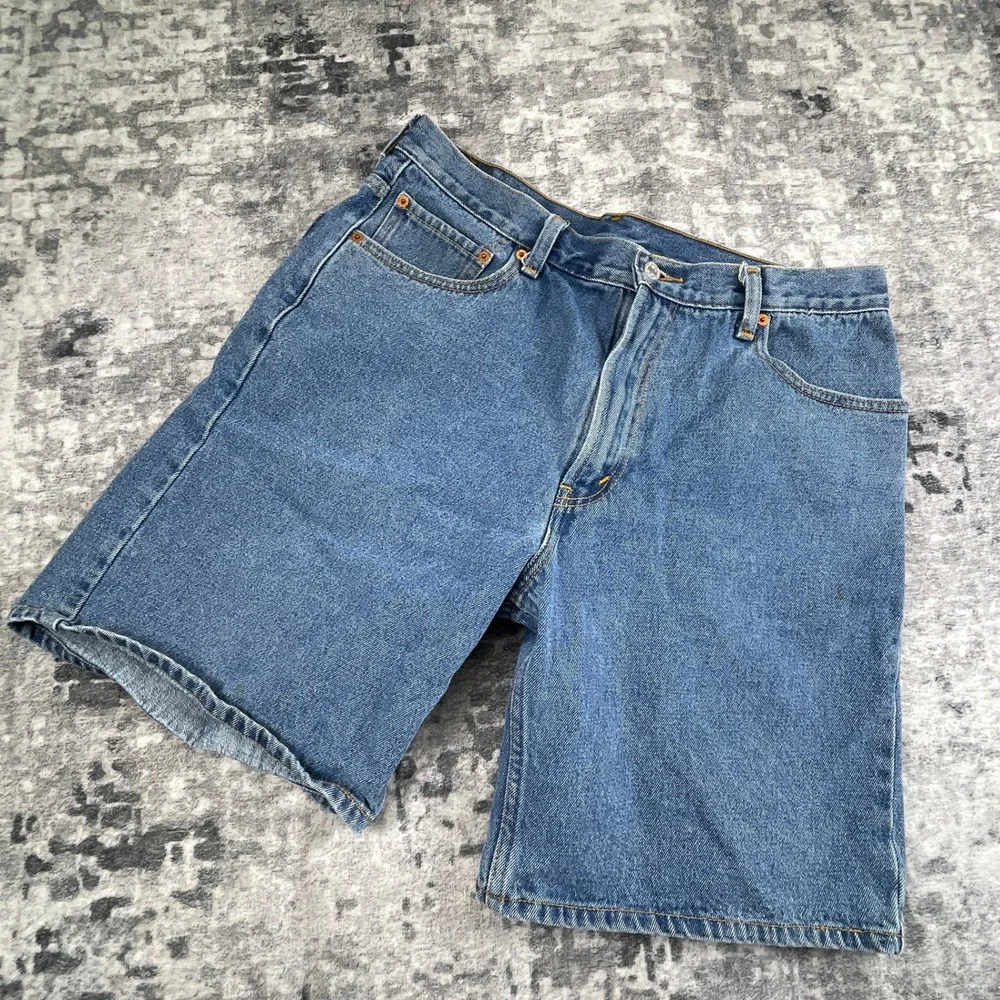 Levi's Strauss 550 Relaxed Fit Denim Shorts Men's 36 Solid Blue Jorts 90s‎ Style